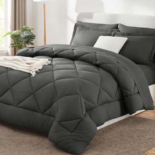 CozyLux Full Comforter Set 82"x86" Dark Grey by CozyLux
