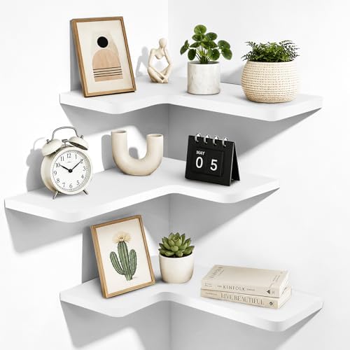 Solid Wood Corner Floating Shelves by ABSWHLM