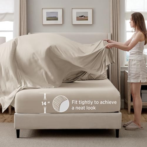 Bedsure 7-Piece Oversized King Comforter Set & Sheets, Cream Bedding - Image 5