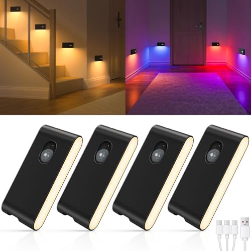 WILLED Stair Lights Indoor Rechargeable, RGB & Warm White Color Changing Night by WILLED