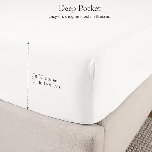 ROSE&RISY Soft White Sheets Queen Sheet Set, Pre-Washed Cotton-Like Brushed - Image 5