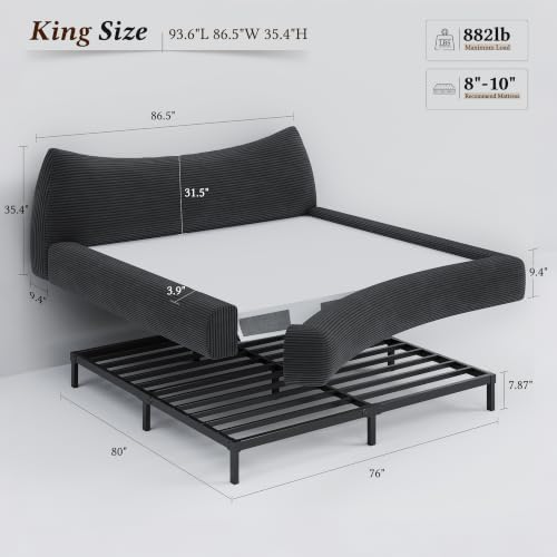 King Size Corduroy Cloud Bed Frame - Image 2