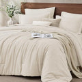 JOLLYVOGUE Beige Full Comforter Set, Cationic Dyeing Bed in a Bag Full 7 Pieces by JOLLYVOGUE