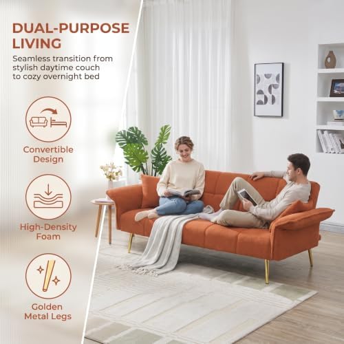 70.1" Teddy Futon Sofa Bed, Convertible Loveseat Couches - Image 5