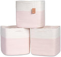 NaturalCozy 13 Inch Cube Storage Bins Cotton Rope Woven Baskets by NaturalCozy