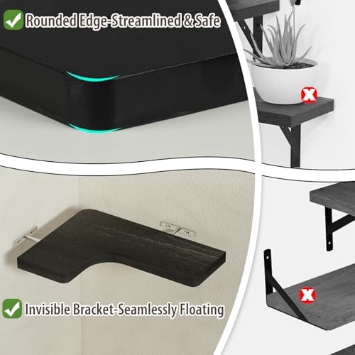 Corner Floating Shelves Wall Mount Shelf Solid Wood - Image 4