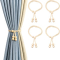 Wooden Bead Curtain Tiebacks 4 Pack Adjustable No-Drill Rope Ties by Unknown