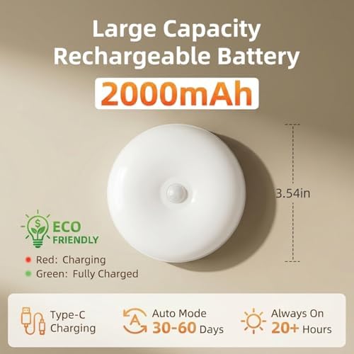 2000mAh Puck Lights 5Pack, 3.5" Wireless Closet Lights, Cool White - Image 3