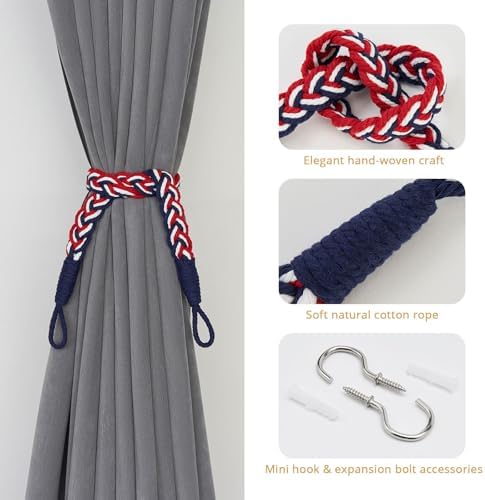 NICEEC 4 Pack Natural Cotton Rope Curtain Tiebacks Elegant Boho Style - Image 2