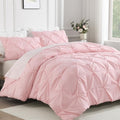 Andency Queen Pinch Pleat Pink Comforter Set 3 Piece Bedding by Andency