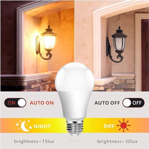 Outdoor Sensor Light Bulbs, E26 Dusk to Dawn Automatic Sensor - Image 3