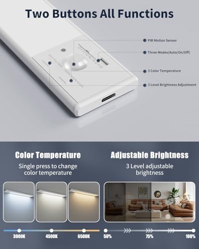 Under Cabinet Lighting, 12 Inch Motion Sensor Light Indoor, 1800mAh USB - Image 2