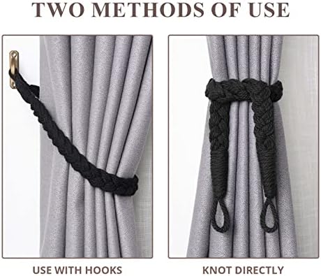 NICEEC 2 Pack Natural Cotton Rope Curtain Tiebacks Elegant Boho Style - Image 4