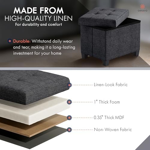Ornavo Home Small Rectangle Storage Ottoman - Image 4