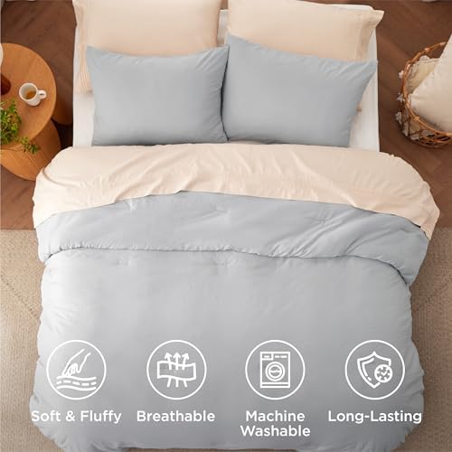 Bedsure Twin/Twin XL Comforter Prewashed Bedding 2Pcs Light Grey 68"x88" - Image 4