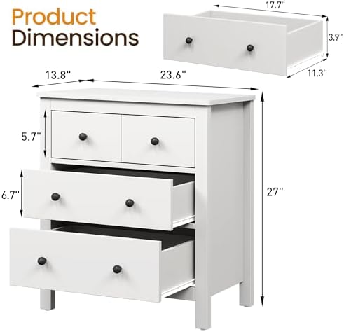 RoyalCraft 3 Drawer Nightstand for Bedroom, Modern End Table - Image 2