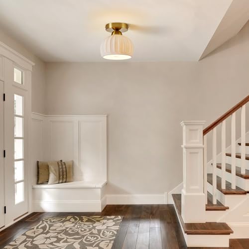 Vintage Gold Semi Flush Mount Hallway Ceiling Light 2 Pack 7.1″ Ceramic - Image 5