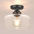 Small Semi Flush Mount Ceiling Light Fixture, Vintage Matte Black Close to by Daunton