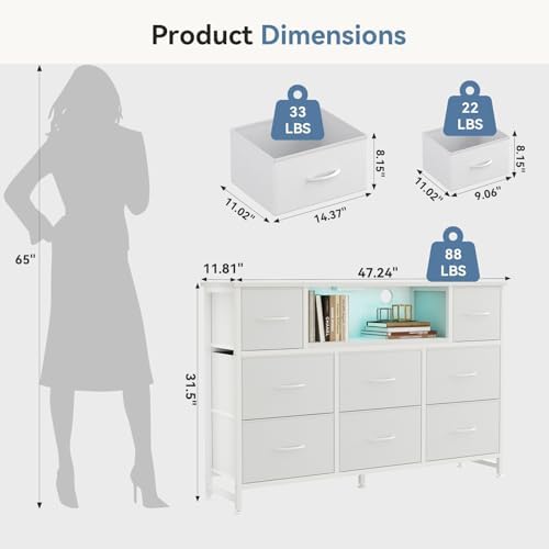 DUMOS LED Entertainment Center, TV Stand Dresser - Image 3