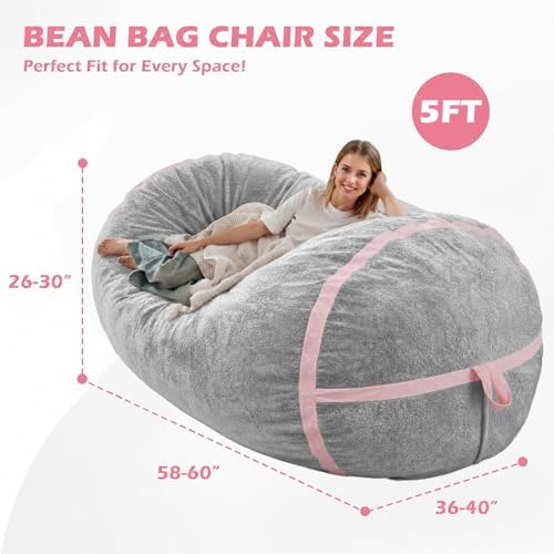 5FT Bean Bag Chair 5'Giant Bean Bag Chairs - Image 2