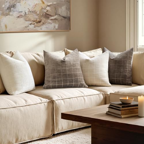 MIULEE Christmas Cream Plaid Decorative Throw Pillow Covers - Image 4