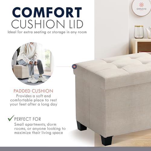 Ornavo Home Small Rectangle Storage Ottoman - Image 6