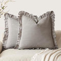 Foindtower Linen Fringe Ruffle Throw Pillow Covers 20×20 Inch Taupe Gray by Foindtower