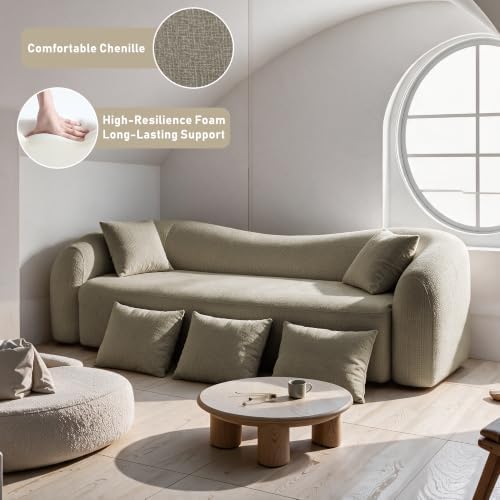 101" Curved Sofa, Chenille Cloud Couch, Deep Wide Seat - Image 3