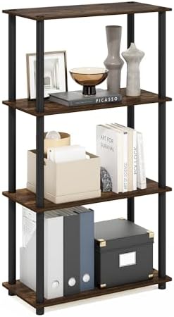 Furinno Turn-N-Tube Storage Shelves, 4-Tier Book Shelf, Corner Shelf, Toolless - Image 4