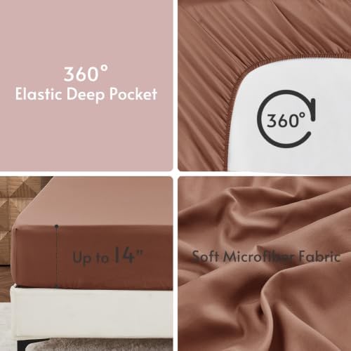 Twin Comforter Set 5 Pieces, Reversible Bed in a Bag, Rose Gold/Mocha - Image 7