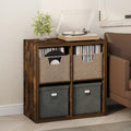 Furinno Cubicle Record Player Stand, 4-Cube Record Storage, Amber Pine by Furinno-FitsYourSpaceFitsYourBudget