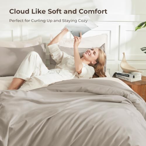 Litanika Oversized Queen Comforter Set, 3 Pieces Dark Oatmeal Solid Bedding - Image 2