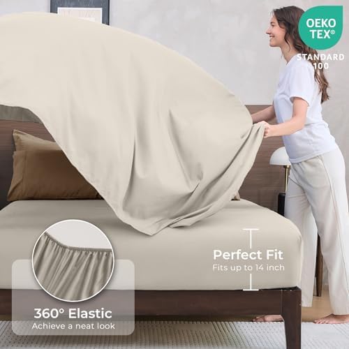 HEVUMYI 7-Piece Full Comforter Set, Khaki & Linen Bed in a Bag - Image 5