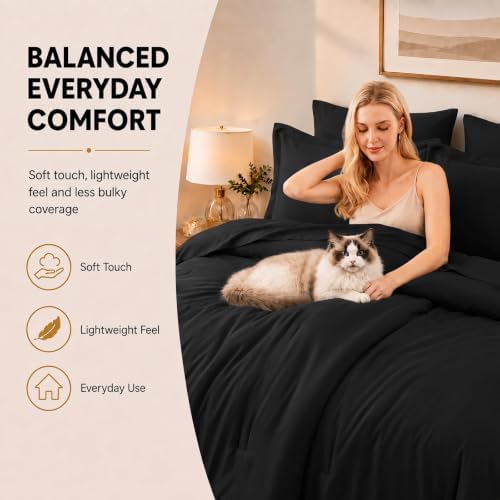 CozyLux Oversized King Comforter Set Black, 7 Pieces Bed in a Bag - Image 4