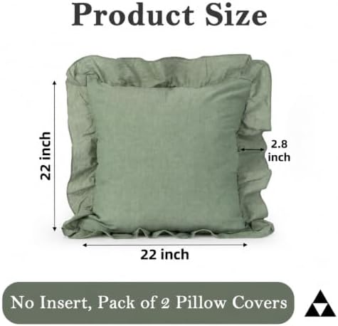 JoraLion Ruffled Throw Pillow Cover 22x22 Solid Green - Image 4