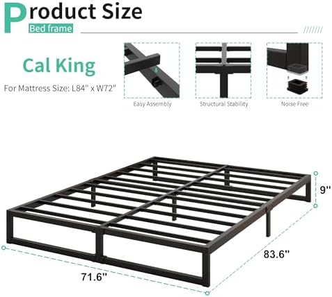 Lutown-Teen 9 Inch California King Bed Frames No Box Spring Needed Heavy Duty - Image 2