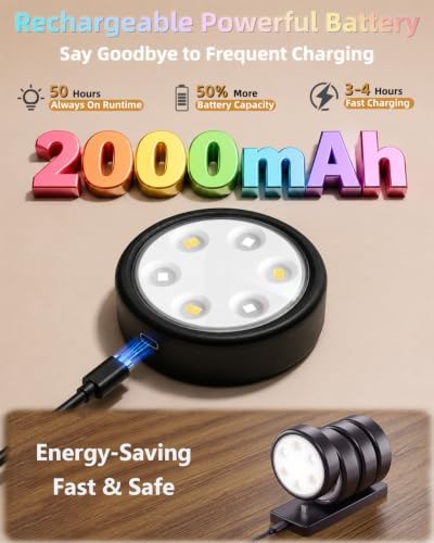 HOLKPOILOT Puck Lights with Charging Station, 2000mAh Rechargeable Under - Image 3