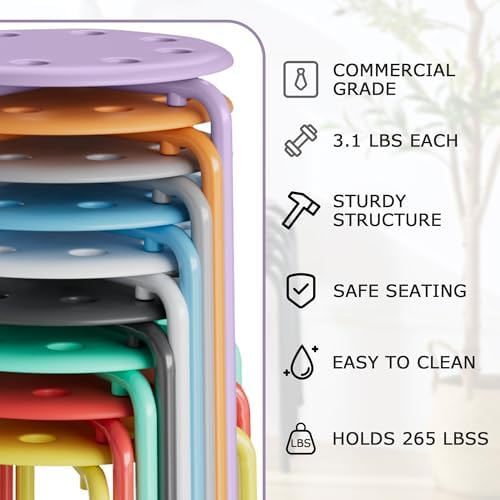 VECELO 6-Piece Stacking Stools for Classroom - Image 5