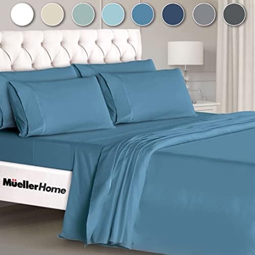 Mueller Luxury 6 PC Full Size Bed Sheets, Super Soft, Deep Pocket up to 16" by Mueller