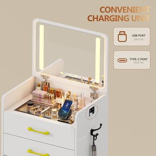 Small Makeup Vanity Desk with Flip up Mirror and Lights - Image 2