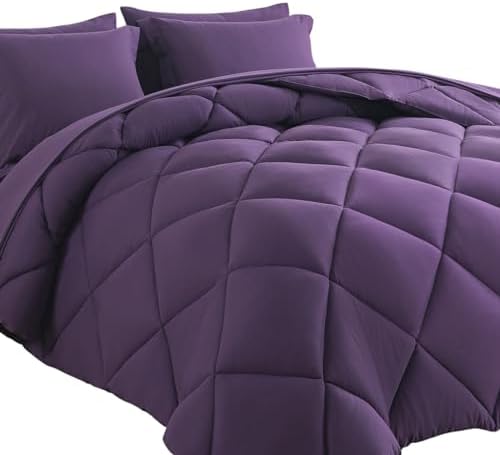 7pcs Solid Comforter Set King Down Alternative Bedding Sets by COSYBAY