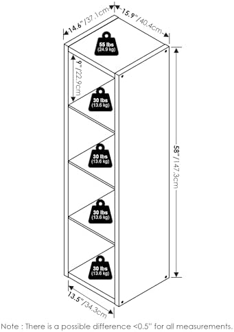 Furinno Cubicle Book Shelf, 4-Cube Bookshelf, Extra Thick Frame Horizontally & - Image 2