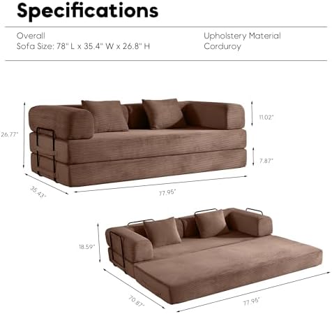 78" Convertible Floor Sofa Bed, Boneless Couches - Image 2