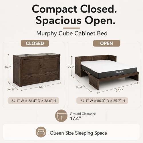 NIGHT & DAY Furniture Murphy Cube Cabinet Bed Queen - Image 2