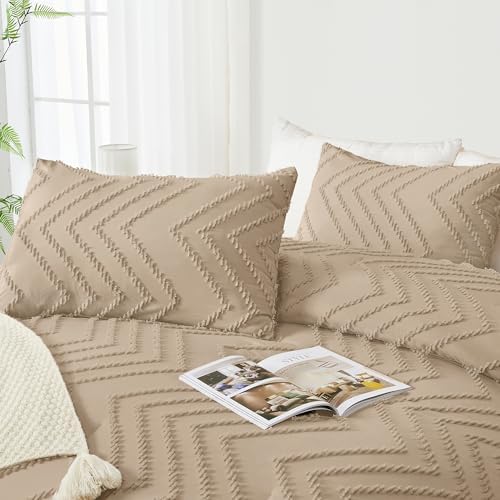 Andency Taupe Comforter Set Queen Size, 3 Pieces Boho Bed Set - Image 4