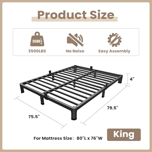 4 Inch King Bed Frame Low Profile - Image 2