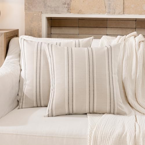 Hckot Striped Throw Pillow Covers 20x20 Set of 2 Charcoal Pillow Covers - Image 2