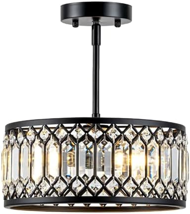 Crystal Black Ceiling Light, Modern Light Fixture Ceiling, Chandelier by Zlepmlla