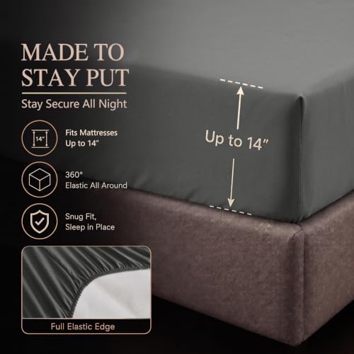CozyLux Twin XL Comforter Set Dark Grey, 5 Pieces Pintuck Bed in a Bag - Image 5