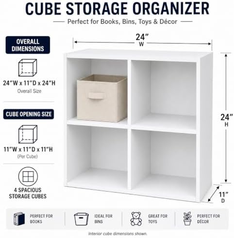 4-Cube Bookcase, Unit Shelf, Storage Organizer - Image 2